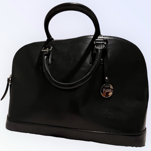 Isabella Fiore leather structured top handle black tote EUC - Picture 1 of 7